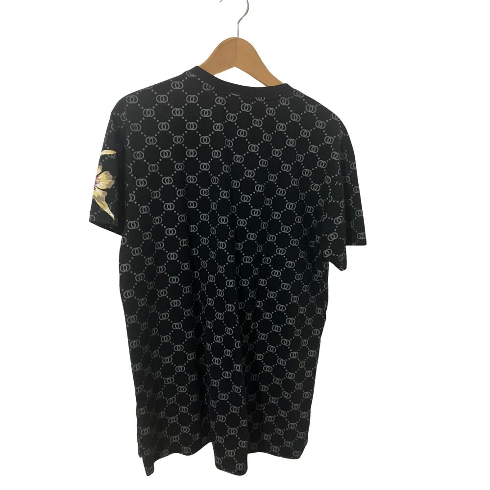 KRISP Designer T-Shirt Black with Golden Dragon & Lily Print - Picture 4 of 8